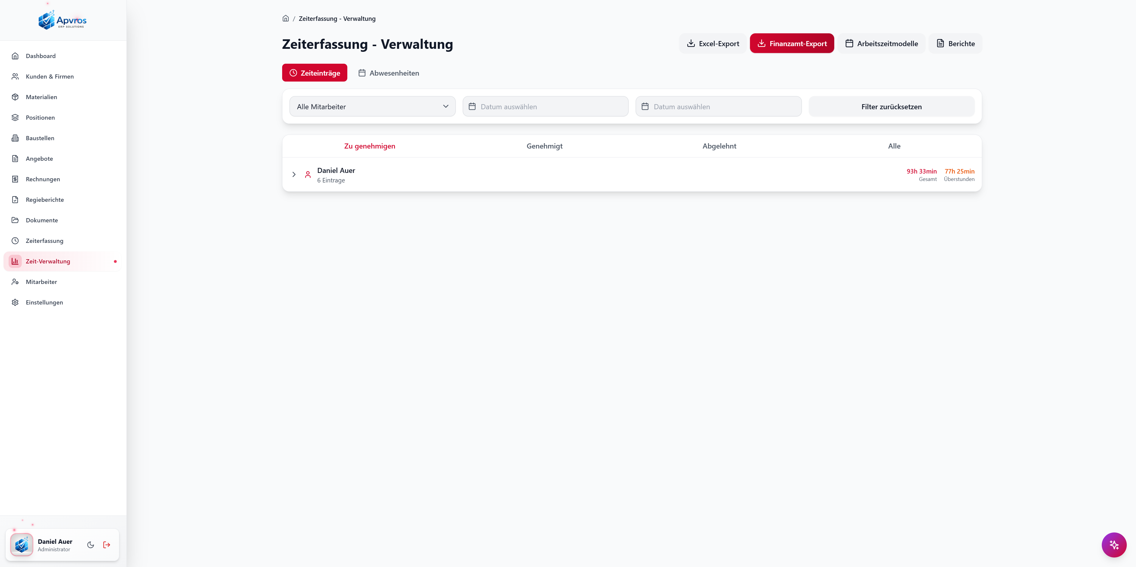 apvros GPS-Zeiterfassung für Handwerker